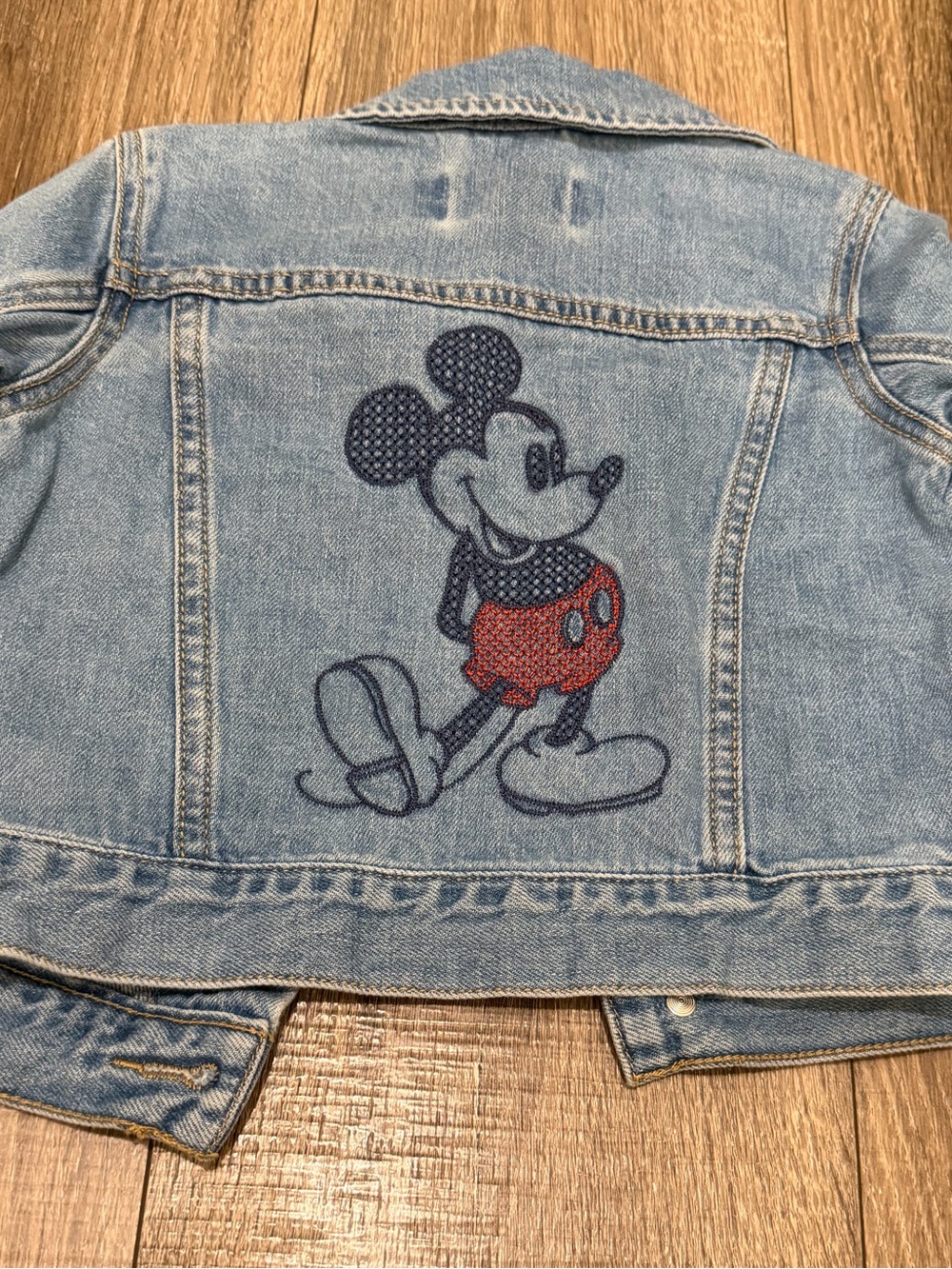GAP Light Blue Denim Kids Jacket with Mickey Graphic